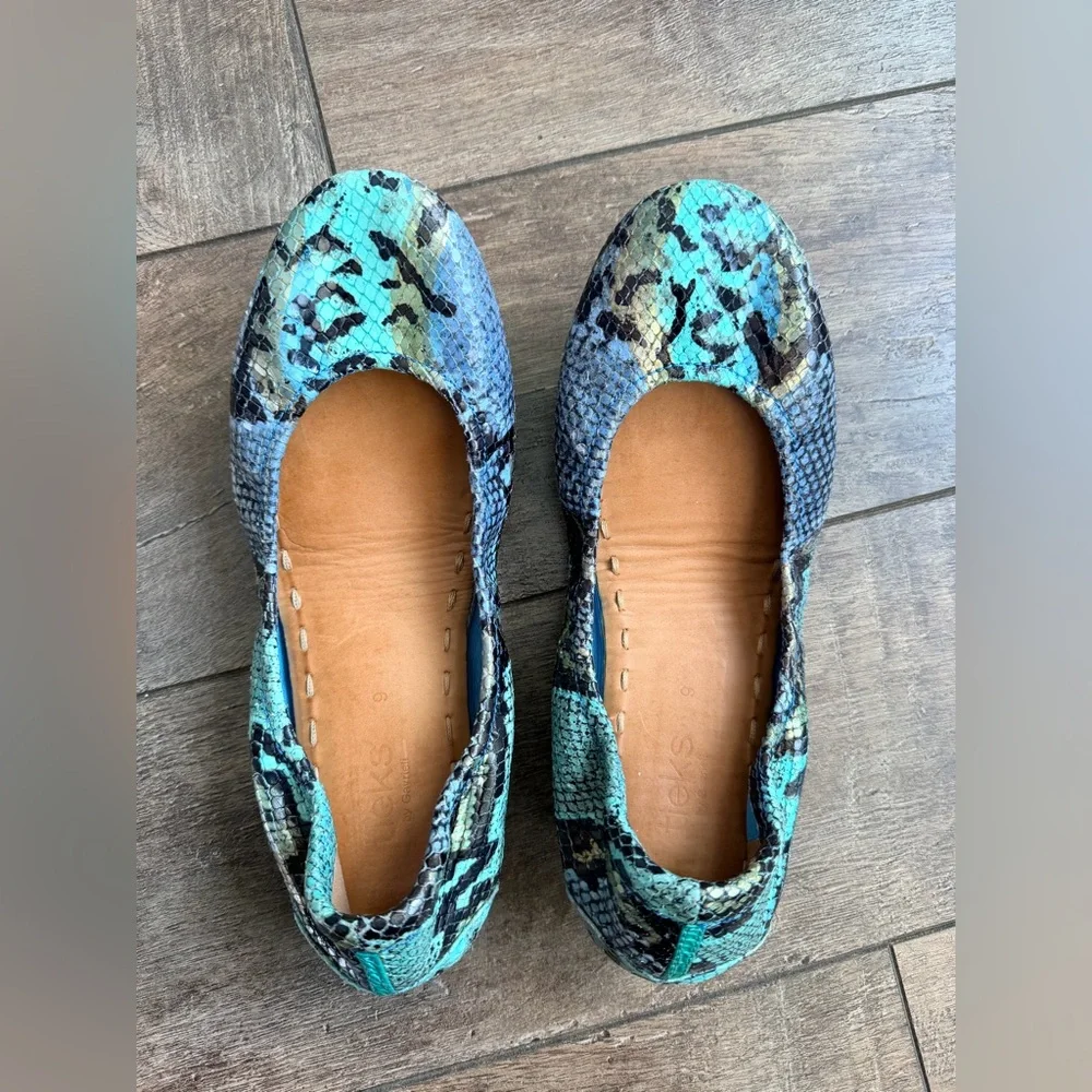 Tieks Azure Snake Ballet Flat Blue Size 9 - Picture 1 of 8